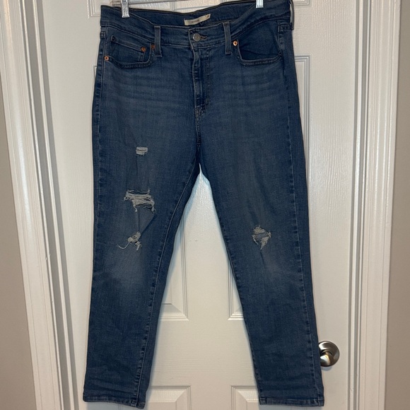Levi's Medium Blue Boyfriend Distressed Jeans - Picture 1 of 6
